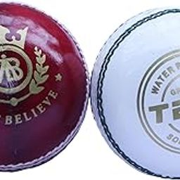 SELF BELIEVE Babita Sports Professional Test Leather Cricket Ball, Combo (Red and White), 4-Peice, Pack of 2-image-35