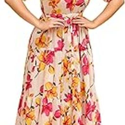 VK Women's Floral Printed Maxi Western Dress Midi Party Dress for Women-image-51