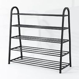 Kuber Industries 5 Layer Shoe Rack | Footwear Holder | Shoe Storage Organizer Cabinet | Multi-Layer Adjustable shoe rack stand | Shoe Stand With Easy Assembly Stackable Sturdy Shoe Tower | Black-image-26