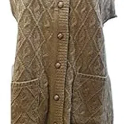 lady willington Women's Wool V-Neck Cardigan (PUREWOOLRAINBOWSEMIHALFSLEEVECOTTY_Walnut_XL)-picture-11