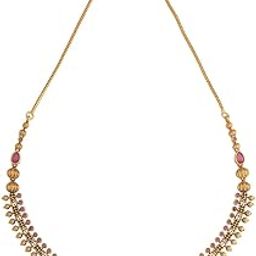 Fashion Jewellery Ruby Gold Polished Antique Necklace With Adjustable Chain |Best For Bride, Bridemaids & Special Occasion | Antique Necklace For Women - 431445-image-13