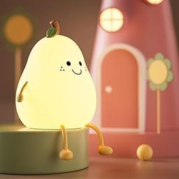 One94Store Rechargeable Silicone Pear Night Lamp – Touch-Control Color-Changing LED Light (7color) for Kids' Bedroom Decor and Ideal Baby Gift (Multicolor)-31
