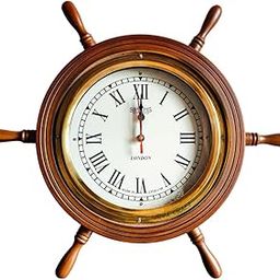URVA CRAFT Handcrafted Wooden Ship Wheel Wall Clock | Roman Numerals | Table & Wall Mount | Decorative Vintage Nautical Clock for Home & Office Item-image-32