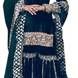 Velvet Embroidery Sequence Work Top Sharara and Dupatta-image-38