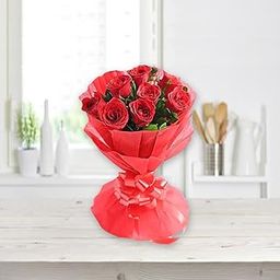 The FloralMart Fresh Flowers Bouquet of 08 Red Roses in Red Paper Wrapping - Gift for All Occasions (Birthday, Anniversary, Mothers Day, Fathers Day, Rakhi)-image-81