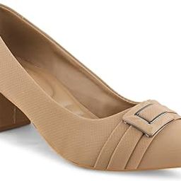 Beige Comfort Block Heel Pumps-picture-11