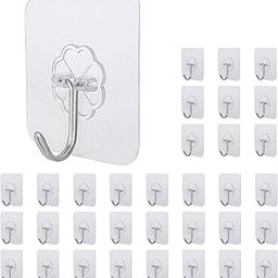 Roktry Pack of 20 Wall Hooks,Waterproof Oilproof Bathroom Kitchen Heavy Duty Adhesive Hooks,Coat Hooks, Utility Towel Bath Ceiling Hooks,Transparent Seamless Hooks Strong-image-65