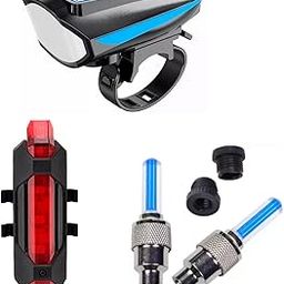 ABC AMOL BICYCLE COMPONENTS Rechargeable Cycle Solar Front, Rear & Valve Light and with Horn Waterproof Cycle Light (Multicolor) (Blue)-picture-18