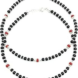 925 Exclusive Nazariya Payal (Anklet) with Black & Silver Beads (Crystal) in 92.5 Silver for Girls and Women-image-42