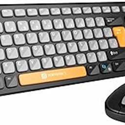 Portronics Key7 Combo Wireless Keyboard & Mouse Set with Copilot AI, 2.4 GHz USB Receiver, 10m Range, 12 Shortcut Keys, Adjustable DPI (Up to 1600), 10M Key Life for PC, Laptop, Mac(Grey+Orange)-2