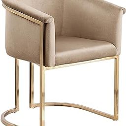 Nutech Decor Velvet Gray Modern and Contemporary Tufted Velvet Upholstered Accent Dining Chair Standard Bedroom Dining Room Mid-Century Club Guest Seat 24.5" W x 22" D x 29.5" H (Beige)-image-37