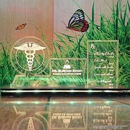 Laser Engraving on Acrylic for Doctore Special Table Lamp for Profasional & Corporate Gifting (6 x 8 inch, Warm White)-68
