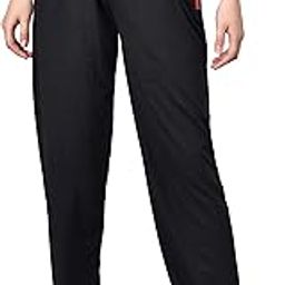 Women's Cotton Track Pants, Joggers, Leisure Wear, Night Wear Pajama, Black with Zip Pockets for Sports.(Large)-image-10