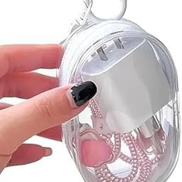 BuntyChiku Travel Cable Organizer Practical Earbud Pouch for Earphones Lipstick Earbuds 9.5cmx5.5cmx14cm White|Portable Audio & Headphones-image-5
