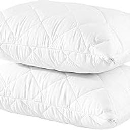 Trance Home Linen Water Resistant Quilted Pillow Protector 240 GSM Soft Cotton Quilted Pillow Cover Protector Zippered Closure, Protection Against Water Spills & Dustmites ( 18x28 Inches | White)-image-28