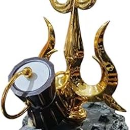 TempleTales Shiva Trishul with Damru 4.5 inch Shiva Trishul Idol Decorative Showpiece for Car Dashboard Home Decor Pooja Room with Double Sided Tape-image-83