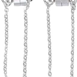 Platinum Plated No-Piercing 'Magnetique Muse' Clip-On With Hanging Chain Front-Back Style Dangle Earrings For Men And Women (ER01223) 1 Pair-image-36