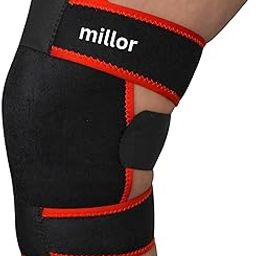 MILLOR Knee Support Wrap/Brace with Adjustable Straps, Pain Relief and Recovery, Black, Universal Size-image-89