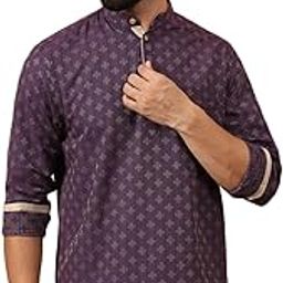 Men's Cotton Regular Self Design Short Kurta Full Sleeves - Casual Ethnic Wear-image-40