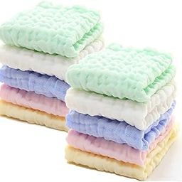 Just Goods Organic Muslin Baby Washcloths – Soft & Absorbent Natural Cotton Wipes for Sensitive Skin, Perfect for Baby Care & Showers 【30x30 cm】 (10)-image-61