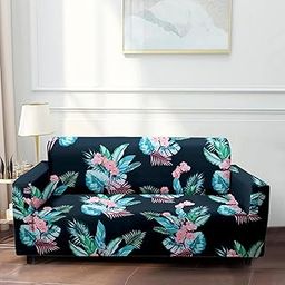 Cortina Three Seater Sofa Cover, Polyster Spandex Stretchable Elastic Sofacover, Printed Design (Black)-image-30
