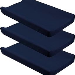CaSaJa Navy Diaper Changing Pad Cover with Strap Holes Set of 3, Snug Fit 4-Sided Contoured Changing Table Pad 16x31 16x32, Fitted Change Pad Sheet for Baby Boy, 100% Silky Soft Microfiber-image-62
