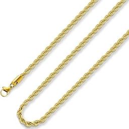 18k Real Gold Plated Rope Chain 2.5mm 5mm Stainless Steel Men Chain Necklace Women Chains 16 Inches 36 Inches-image-26
