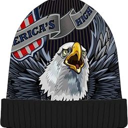 American Eagle USA Flag Beanie for Women Men Winter Hat Reversible Skull Cuffed Knit Cap Multi-image-50