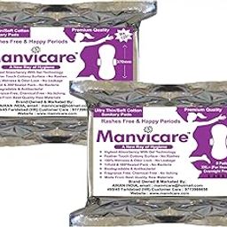 Manvicare Biodegradable Ultra Soft Cotton Sanitary Pads-16Napkins-Xxl+ (370Mm), Pack of 2-image-4