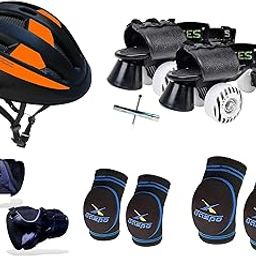 jaspo Unisex Players Pro Multicolour Senior Outdoor Wheel Skates Combo (Skates+Helmet+Knee+Elbow+Wrist) Suitable For Age 6 To 14 Years (Orange)-picture-25