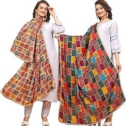 Women's Silk Blend Printed Multicolor Dupatta Combo-image-44