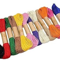 PRANSUNITA 12 Pcs Colorful Jute Twine String, 20 MTS Each,3 ply Colorful Rope Durable Packing String for Arts and Crafts Wrapping Gifts and Gardening-image-69