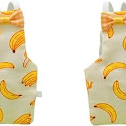 ZIBUYU® 2Pcs Parrot Clothes, Budgie Jumpers, Adorable Bow Banana Print Budgie Diaper Bird Flight Suit, Elastic Straps Design, Lightweight & Comfort, Washable, Size S-11