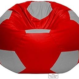 RnS Rest 'n' Sleep - Football Bean Bag Chair Cover Only Sports | Ready to Use - XXXL, Light Grey/Red-image-61