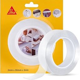 SIKA - Double Sided Tape - Sikabond Mammoth Grip IN - Heavy Duty - Multipurpose Removable Traceless Mounting Adhesive Tape for Walls/Home/Office - Strong Sticky Strips Grip Tape - Transparent 30mmx3m-8