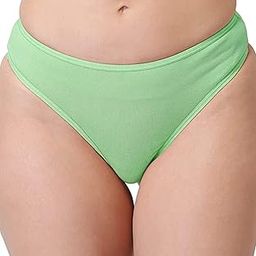 Women's Plain Cotton Blend Thong mid Rise Panty-image-80