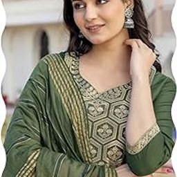 Women's Rayon Viscose Jacquard Straight Kurta with Pant & Dupatta-picture-28