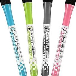 GLUN® White Board Markers Attached Top Cap Duster, 4 Bright Effect Highlighter Pens, Dazzling Colours, Quick Dry and Wet Cleaning, No Smearing-29