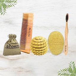 THE ECO KIT Complete Eco Care Set: Loofah| Neem Toothbrush| Neem Double Tooth Comb| Acupressure Ball & Jute Potli (Combo Pack of 5)-image-49
