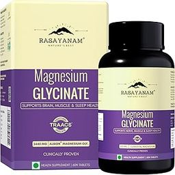 Rasayanam Magnesium Glycinate Suppliment (2445 mg) | Helps Improve Muscle Recovery & Sleep Quality | 60 Veg Tablets for Men and Women-image-84