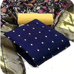 Hot Releases Women's Banarasi Jacquard And Chanderi Cotton Unstitched Salwar Suit Dress Material (Free Size_Multi Color)-image-17