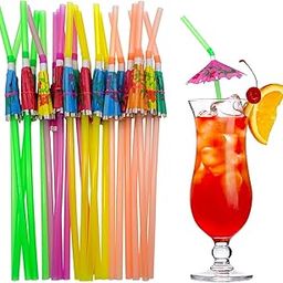 LUDALY Umbrella Drink Straws 9.45 Inch Fancy Mini Paper Umbrella Drink for Cocktail, Milkshake, Juice, Great for Valentine's Day Beach Party, Hawaiian Party (Pack of 20pc)-image-63