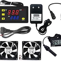 Shockley XH-W3230 -50 to 110c 220V AC Intelligent Digital Thermostat temperature controller + 2 FAN + Mains Power Cord + DC Female Jack + 12V 1 Amp Adapter + Hygrometer (W3230 - 2 Fan Hygrometer)-image-6