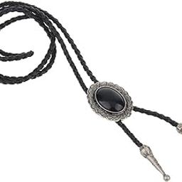 Oval Gemstone Bolo Bola Tie Rodeo Cowboy PU Leather Necktie Antique Silver Jewelry & Watches | Mens Jewelry | Bolo Ties-image-38