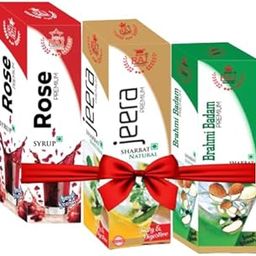 Royal Raj Rose Syrup, Brahmi Badam Sharbat for Natural Refreshing Drink | Jeera Sharbat Squash And Beverage | Blend of Natural Immunity Booster and Support Digestion (Pack of 3, 750ML)-image-7