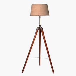 Tripod Floor Lamp with Wooden Stand, Fabric Shade, Living Room Standing Light-picture-14