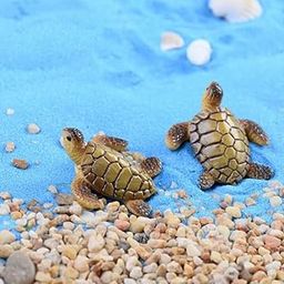 Resin Miniature Turtle for Fairy Garden Landscaping Tray Gardening Terrarium (Multicolour) -Set of 2-7