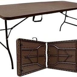 Urbancart Aluminium Portable Abs Patio Folding Table For Indoor, Outdoor, Picnic, Party, Camping - 70 X 30 Inch, Brown-12