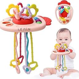 Baby Sensory Montessori Silicone Toy for 6-12 Months, Travel Pull String Toy for 12-18 Months, Developing Fine Motor Skill, Multi-Sensory Activity Toy 1 Year Old, Birthday Gift Toddlers (Reddish)-image-98