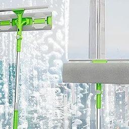 EARTHCONE Long Solar Cleaning Mop with Wiper Microfiber Mop Adjustable Telescopic Extension Pole for High Windows/Mirror/Shower/Car (1Pcs)-picture-10